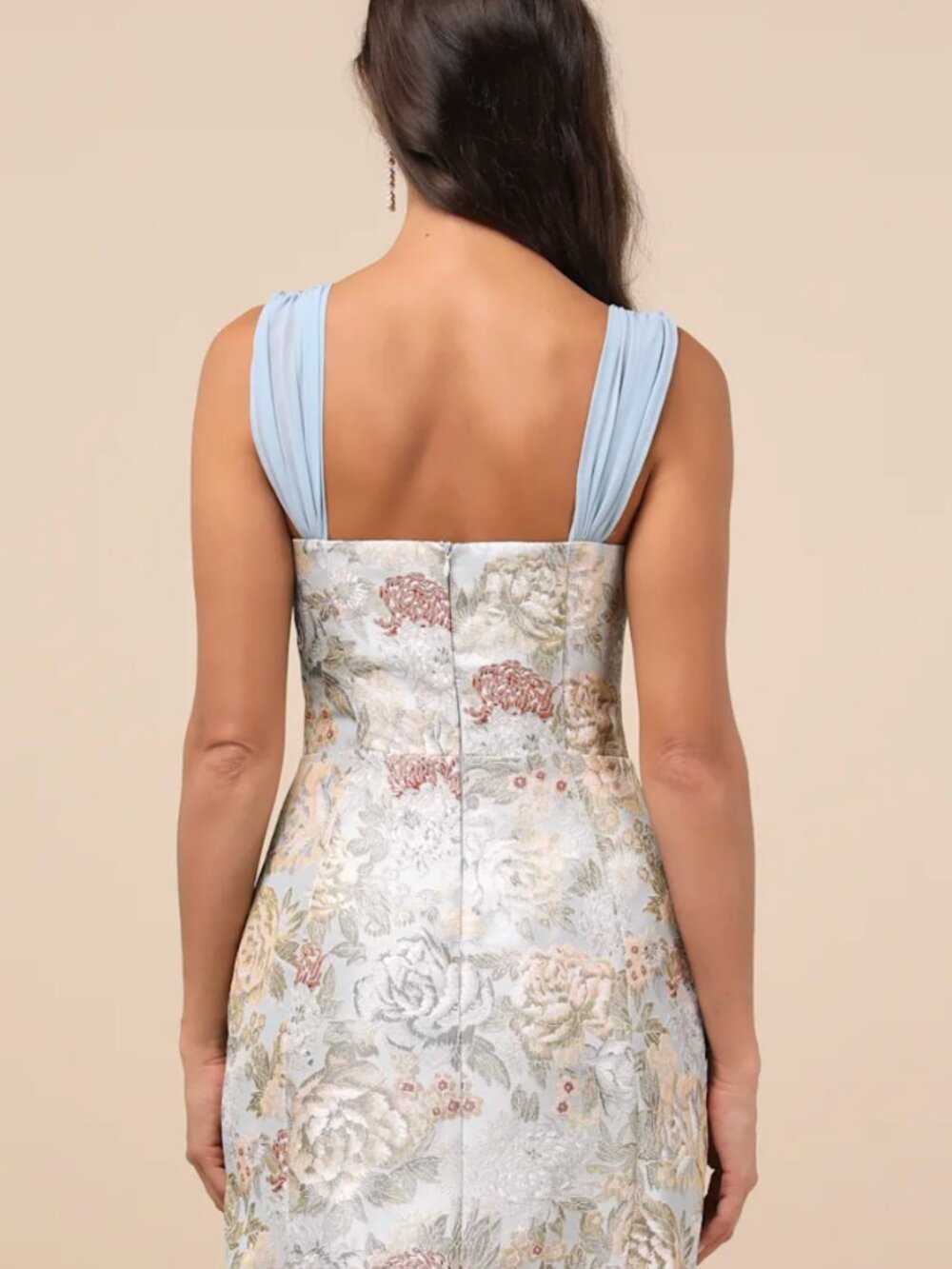 *NWT* Lulus Captivating Personality Light Blue Jacquard Bustier Mini Dress Small - Picture 2 of 6